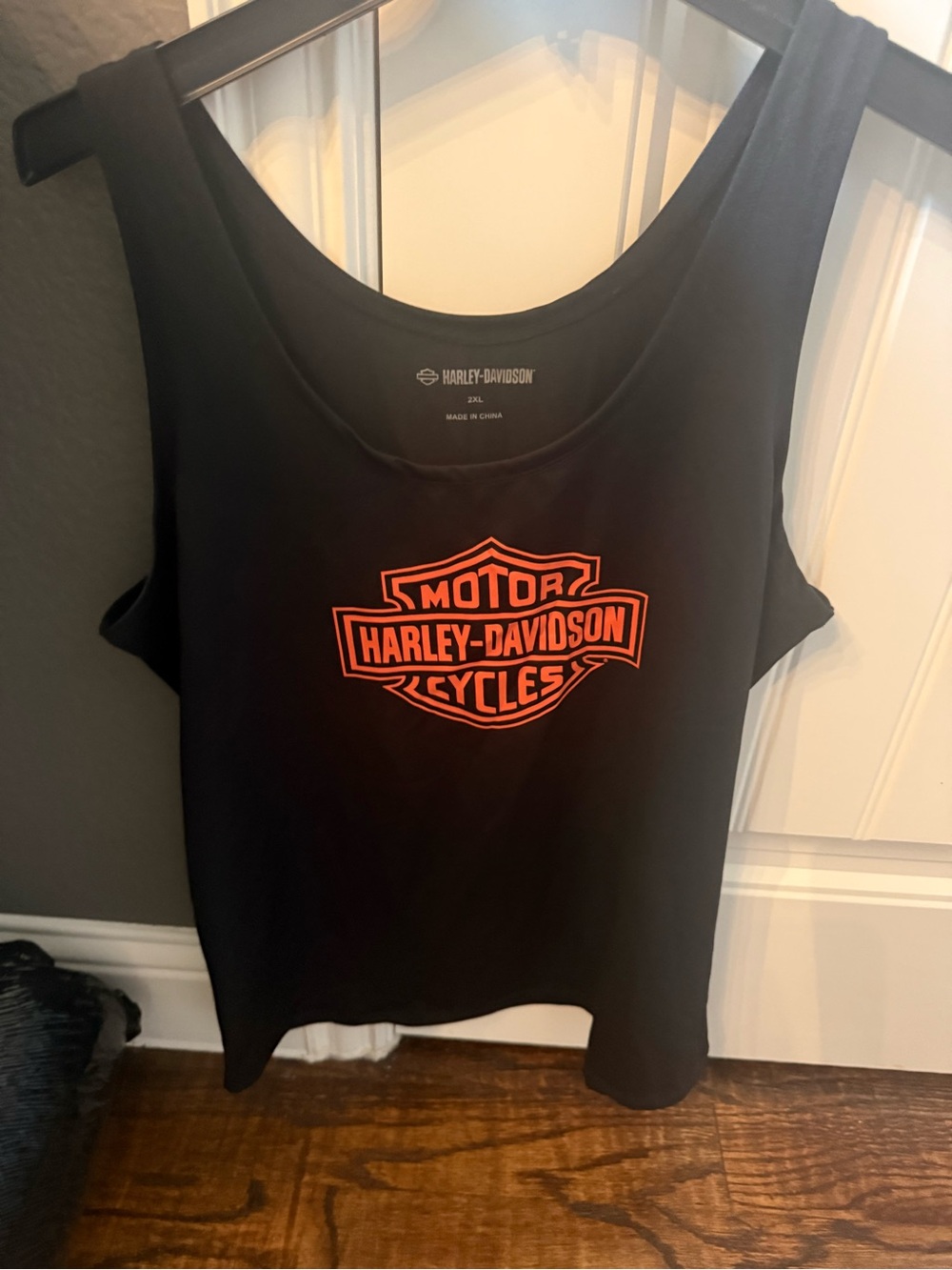 Harley-Davidson Black Tank Top with Bright Orange Logo - Women's